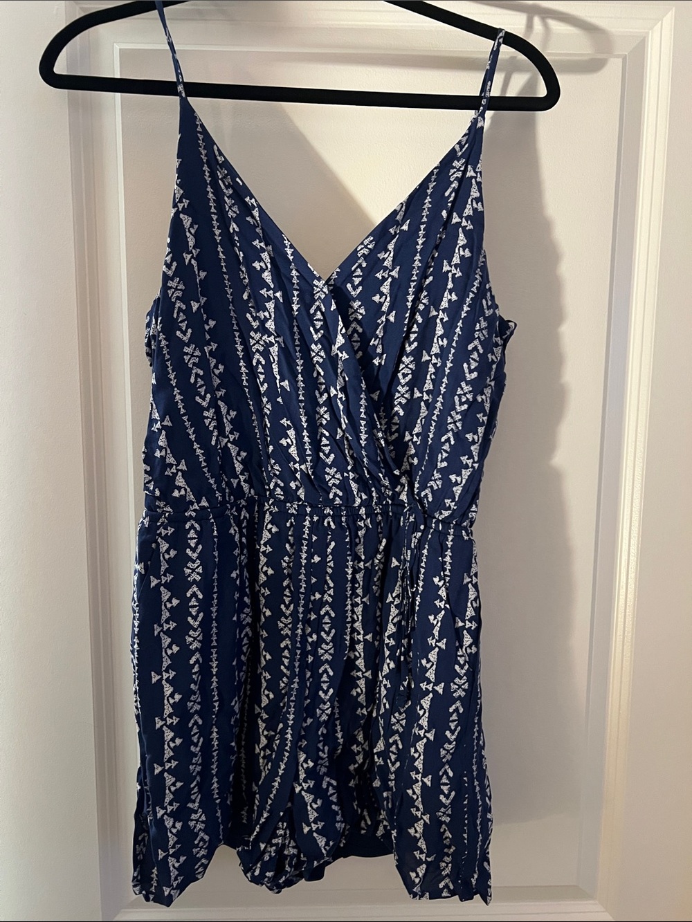 Nordstrom Navy Blue Printed Spaghetti-Strap Romper